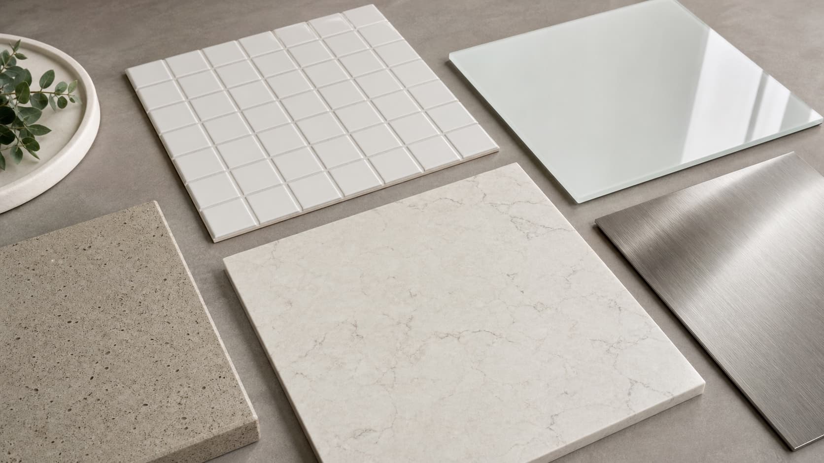 Singapore kitchen showing tile, glass and stone backsplash material options