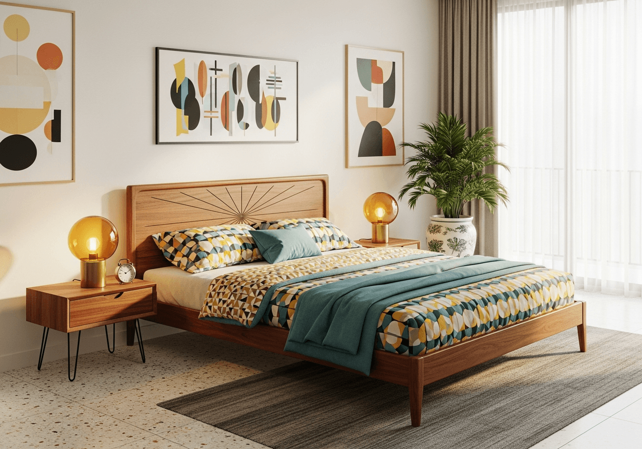 Mid-Century Modern Tropical Master Bedroom