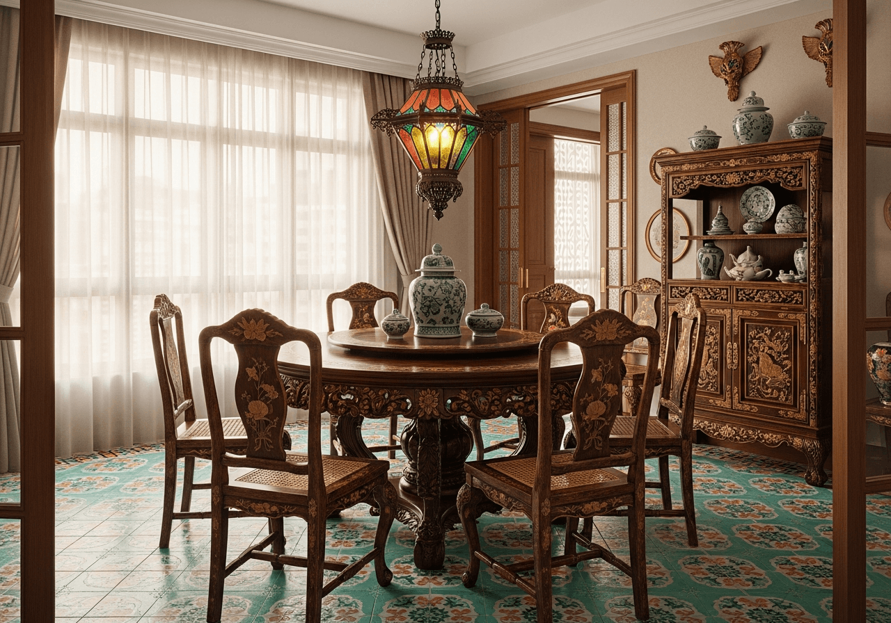 Peranakan-Inspired Dining Room design Singapore