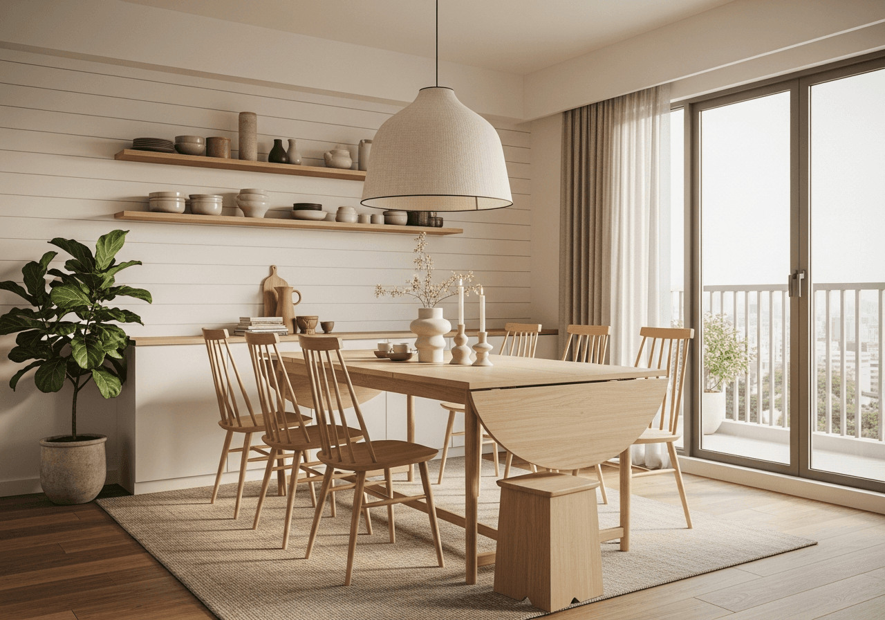 Scandinavian Warm Dining Room design Singapore
