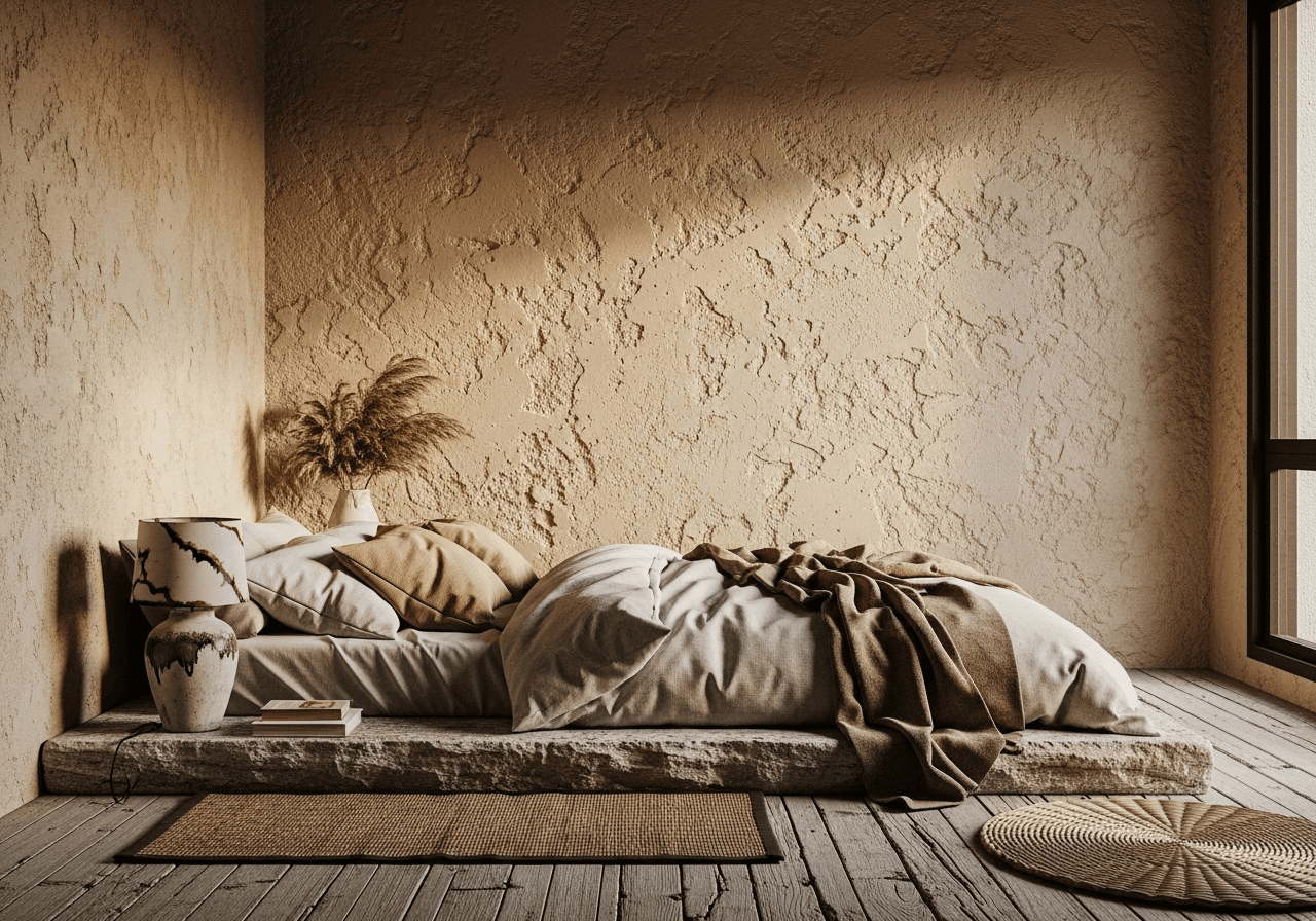 Wabi-Sabi Master Bedroom design Singapore — AI generated