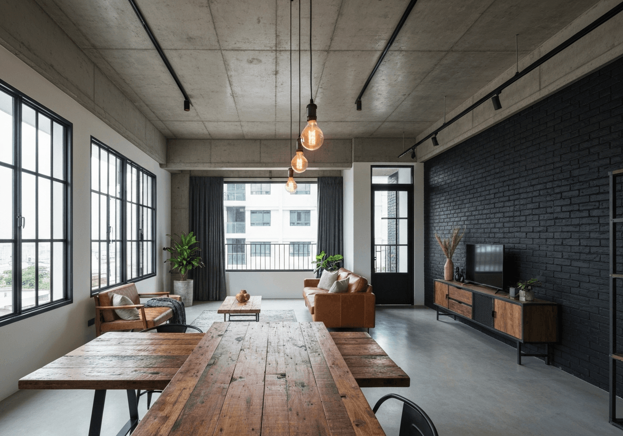 Industrial Loft interior design in a Singapore home