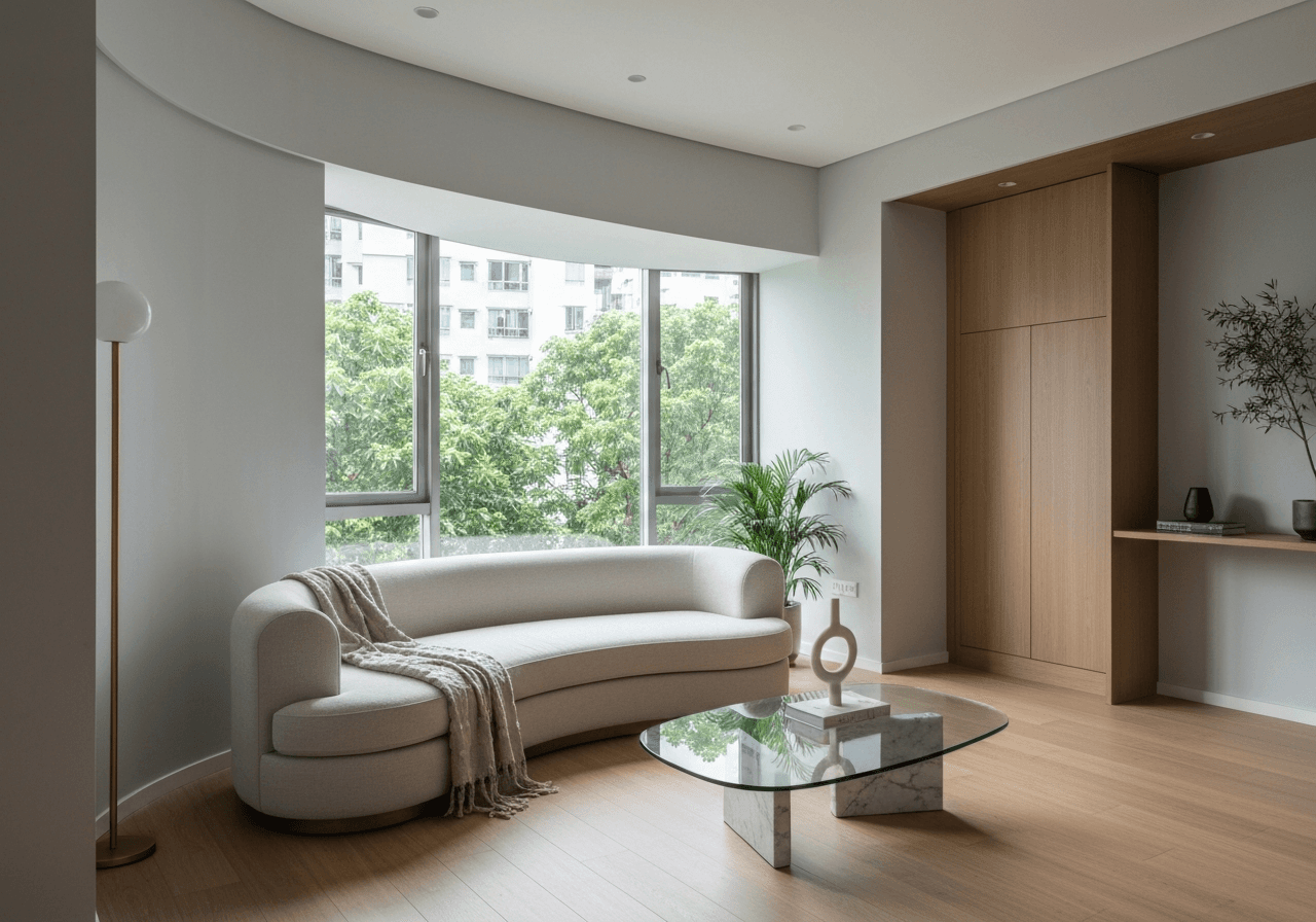 Korean Minimalist interior design in a Singapore home
